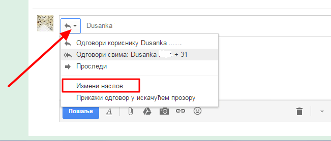 izmeni naslov poruke