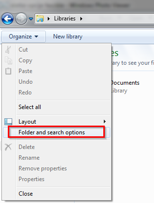 folder and search options