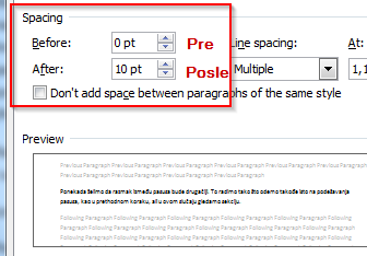 razmak pre i posle pasusa
