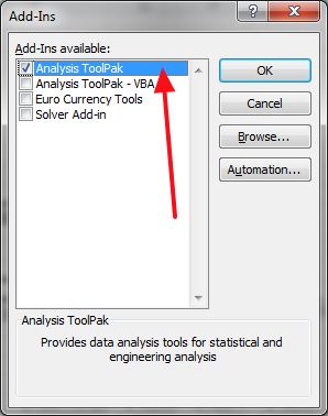 ukljuciti dodatak za statisticku analizu