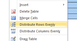 distribute rows evenly