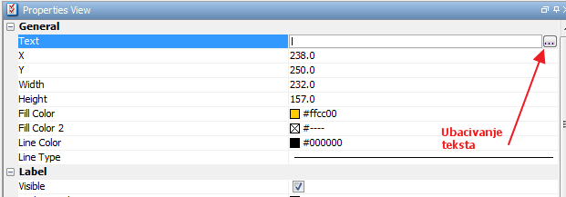 kako ubaciti tekst u dijagram